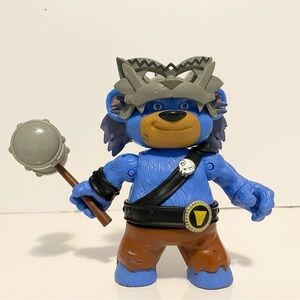 Power Players Bearbarian Action Figure Toy Blue Teddy Bear Hammer 5”